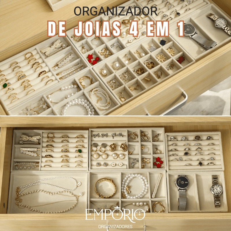 Organizador de Joias 4 em 1 - Kit com 4 Peças